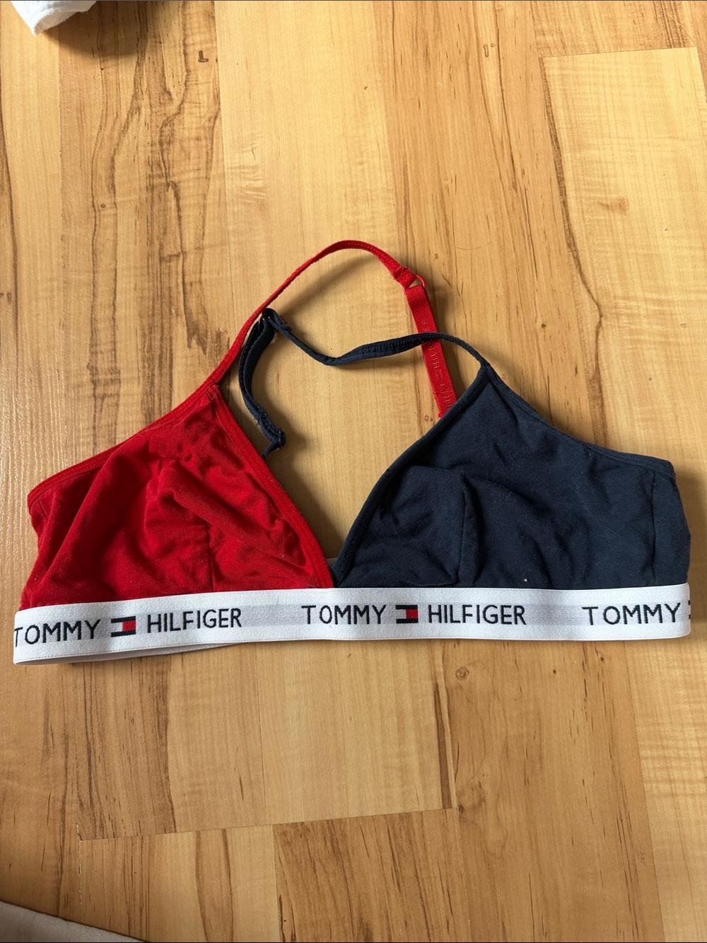 Tommy Hilfiger Red and Navy Colorblock Bralette